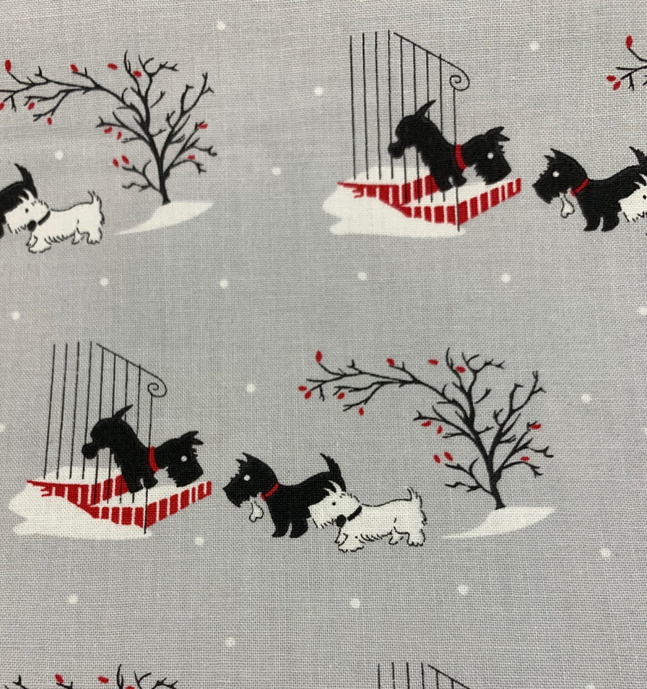 100% Cotton Scotty Dog Friends Christmas Fabric