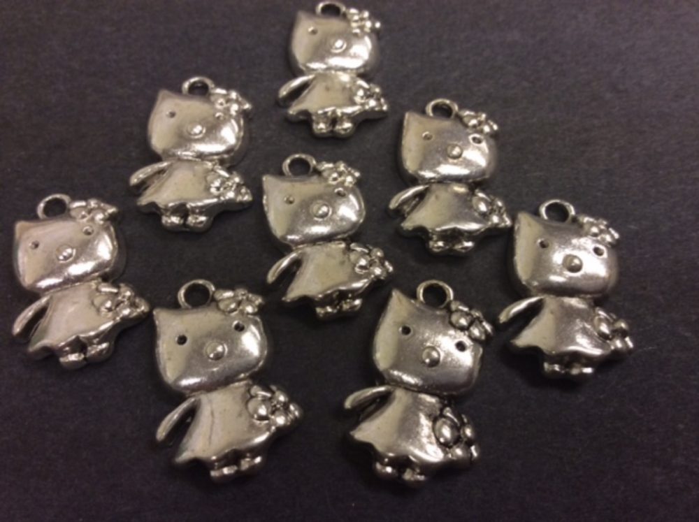 Kitty Silver Plated Metal Charm - pk10