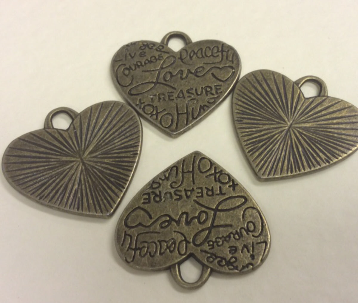 Heart Bronze Plated Metal Pendant - pk4