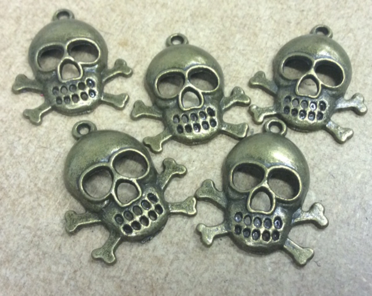 Skull Bronze Plated Metal Pendant - pk5