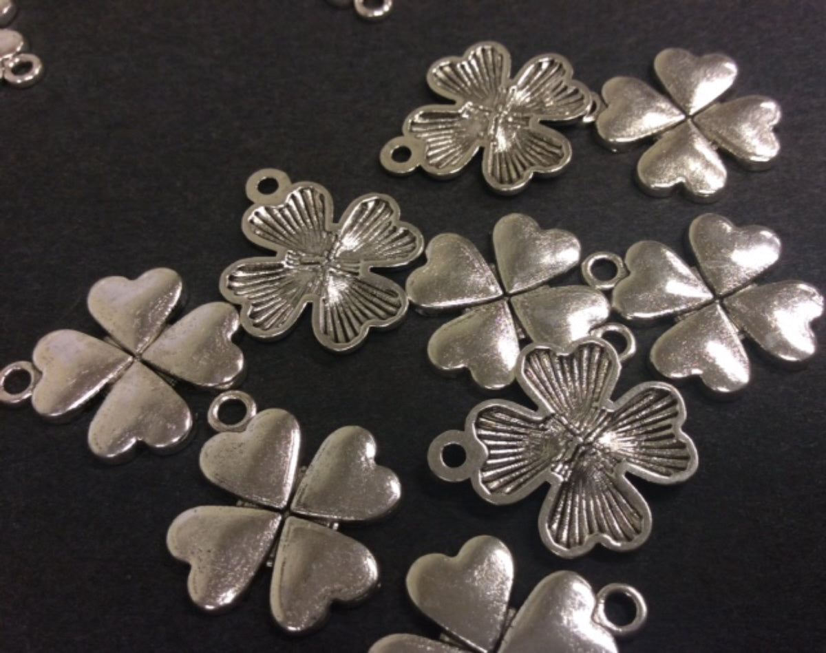 Flower Silver Plated Metal Charm - pk10