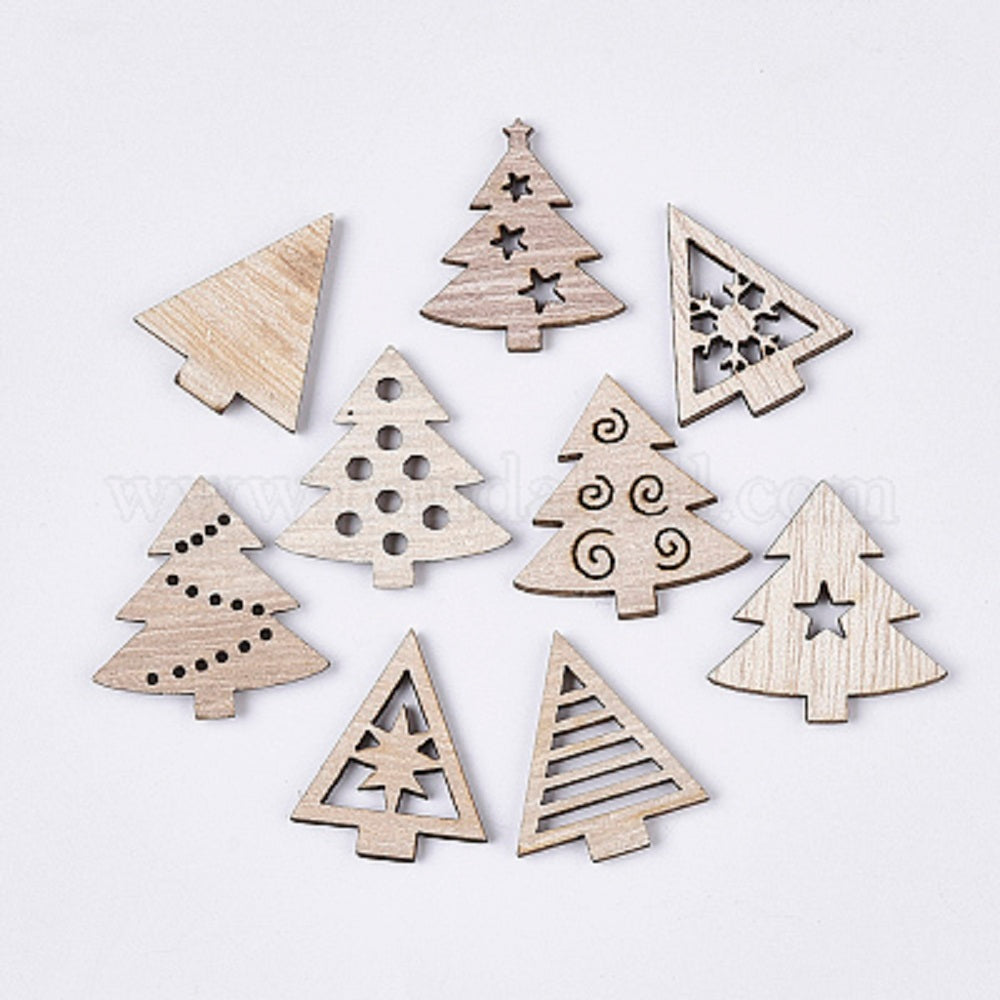 Laser Cut Wooden Christmas Tree Embellishment 30 Pack